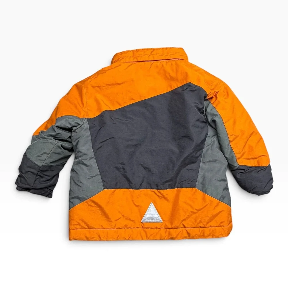 LL Bean Toddler 2T Winter Jacket Orange Grey Colorblock Fleece Lined Grow Cuffs